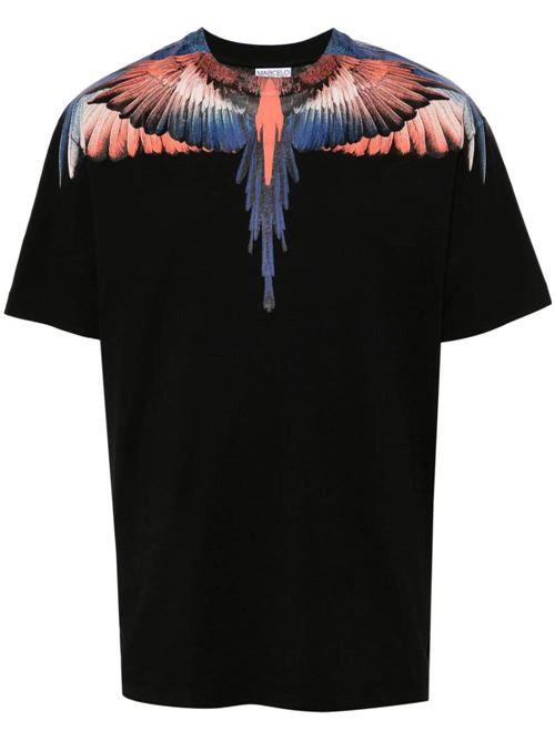 T-shirt nera con stampa wings MARCELO BURLON COUNTY OF MILAN | CMAA056S24JER0011026